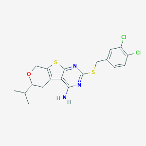 molecular formula C19H19Cl2N3OS2 B458793 2-[(3,4-dichlorobenzyl)sulfanyl]-6-isopropyl-5,8-dihydro-6H-pyrano[4',3':4,5]thieno[2,3-d]pyrimidin-4-amine 