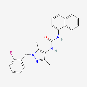 molecular formula C23H21FN4O B4587941 N-[1-(2-fluorobenzyl)-3,5-dimethyl-1H-pyrazol-4-yl]-N'-1-naphthylurea 