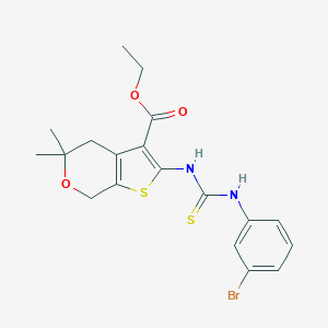 molecular formula C19H21BrN2O3S2 B458797 ethyl 2-({[(3-bromophenyl)amino]carbonothioyl}amino)-5,5-dimethyl-4,7-dihydro-5H-thieno[2,3-c]pyran-3-carboxylate 