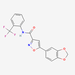 molecular formula C18H11F3N2O4 B4587976 5-(1,3-benzodioxol-5-yl)-N-[2-(trifluoromethyl)phenyl]-3-isoxazolecarboxamide 