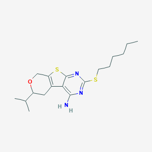 2-(hexylsulfanyl)-6-isopropyl-5,8-dihydro-6H-pyrano[4',3':4,5]thieno[2,3-d]pyrimidin-4-amine