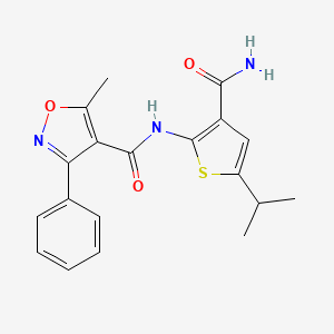 molecular formula C19H19N3O3S B4587990 N-[3-carbamoyl-5-(propan-2-yl)thiophen-2-yl]-5-methyl-3-phenyl-1,2-oxazole-4-carboxamide 