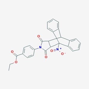 molecular formula C27H20N2O6 B458800 Ethyl 4-(1-nitro-16,18-dioxo-17-azapentacyclo[6.6.5.02,7.09,14.015,19]nonadeca-2,4,6,9,11,13-hexaen-17-yl)benzoate 