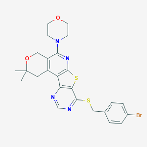 molecular formula C25H25BrN4O2S2 B458801 4-bromobenzyl 2,2-dimethyl-5-morpholin-4-yl-1,4-dihydro-2H-pyrano[4'',3'':4',5']pyrido[3',2':4,5]thieno[3,2-d]pyrimidin-8-yl sulfide 