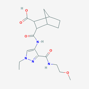 molecular formula C18H26N4O5 B4588010 3-{[(1-ethyl-3-{[(2-methoxyethyl)amino]carbonyl}-1H-pyrazol-4-yl)amino]carbonyl}bicyclo[2.2.1]heptane-2-carboxylic acid 