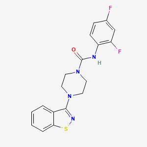 molecular formula C18H16F2N4OS B4588019 4-(1,2-benzisothiazol-3-yl)-N-(2,4-difluorophenyl)-1-piperazinecarboxamide 