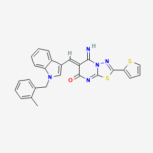 molecular formula C26H19N5OS2 B4588056 (6Z)-5-imino-6-[[1-[(2-methylphenyl)methyl]indol-3-yl]methylidene]-2-thiophen-2-yl-[1,3,4]thiadiazolo[3,2-a]pyrimidin-7-one 