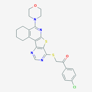 molecular formula C25H23ClN4O2S2 B458806 1-(4-Chlorophenyl)-2-[(5-morpholin-4-yl-1,2,3,4-tetrahydropyrimido[4',5':4,5]thieno[2,3-c]isoquinolin-8-yl)sulfanyl]ethanone 