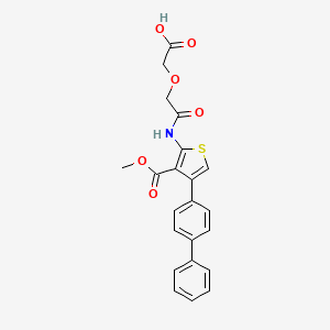 molecular formula C22H19NO6S B4588100 2-{[(4-{[1,1'-BIPHENYL]-4-YL}-3-(METHOXYCARBONYL)THIOPHEN-2-YL)CARBAMOYL]METHOXY}ACETIC ACID 