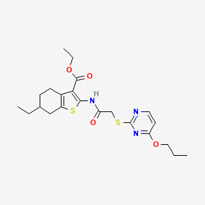 ETHYL 6-ETHYL-2-({2-[(4-PROPOXY-2-PYRIMIDINYL)SULFANYL]ACETYL}AMINO)-4,5,6,7-TETRAHYDRO-1-BENZOTHIOPHENE-3-CARBOXYLATE