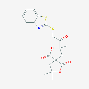3-[(1,3-Benzothiazol-2-ylsulfanyl)acetyl]-3,8,8-trimethyl-2,7-dioxaspiro[4.4]nonane-1,6-dione