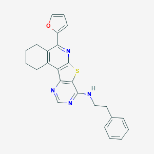 molecular formula C25H22N4OS B458818 8-(Furan-2-yl)-N-(2-phenylethyl)-11-thia-9,14,16-triazatetracyclo[8.7.0.02,7.012,17]heptadeca-1,7,9,12,14,16-hexaen-13-amine CAS No. 372974-01-1