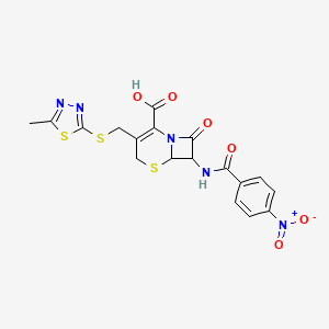 molecular formula C18H15N5O6S3 B4588205 3-{[(5-METHYL-1,3,4-THIADIAZOL-2-YL)SULFANYL]METHYL}-7-[(4-NITROBENZOYL)AMINO]-8-OXO-5-THIA-1-AZABICYCLO[4.2.0]OCT-2-ENE-2-CARBOXYLIC ACID 