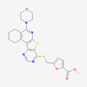 Methyl 5-[(8-morpholin-4-yl-11-thia-9,14,16-triazatetracyclo[8.7.0.02,7.012,17]heptadeca-1,7,9,12,14,16-hexaen-13-yl)sulfanylmethyl]furan-2-carboxylate
