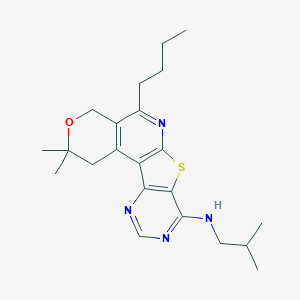 molecular formula C22H30N4OS B458822 8-Butyl-4,4-dimethyl-N-(2-methylpropyl)-5-oxa-11-thia-9,14,16-triazatetracyclo[8.7.0.02,7.012,17]heptadeca-1(10),2(7),8,12(17),13,15-hexaen-13-amine CAS No. 372175-06-9