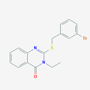 molecular formula C17H15BrN2OS B458824 2-[(3-bromobenzyl)sulfanyl]-3-ethyl-4(3H)-quinazolinone CAS No. 664993-09-3