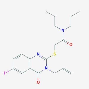 molecular formula C19H24IN3O2S B458827 2-[(3-allyl-6-iodo-4-oxo-3,4-dihydro-2-quinazolinyl)sulfanyl]-N,N-dipropylacetamide CAS No. 664993-06-0