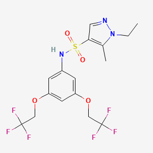 molecular formula C16H17F6N3O4S B4588271 N-[3,5-bis(2,2,2-trifluoroethoxy)phenyl]-1-ethyl-5-methyl-1H-pyrazole-4-sulfonamide 