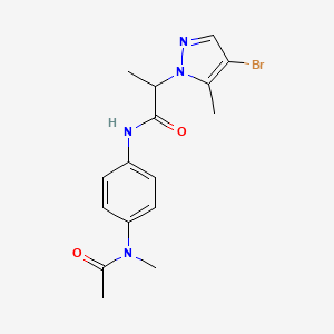 molecular formula C16H19BrN4O2 B4588277 N-{4-[acetyl(methyl)amino]phenyl}-2-(4-bromo-5-methyl-1H-pyrazol-1-yl)propanamide CAS No. 1005563-38-1