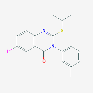 molecular formula C18H17IN2OS B458828 6-iodo-2-(isopropylsulfanyl)-3-(3-methylphenyl)-4(3H)-quinazolinone 