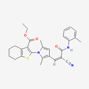 ethyl 2-(3-{(1Z)-2-cyano-3-[(2-methylphenyl)amino]-3-oxoprop-1-en-1-yl}-2,5-dimethyl-1H-pyrrol-1-yl)-4,5,6,7-tetrahydro-1-benzothiophene-3-carboxylate