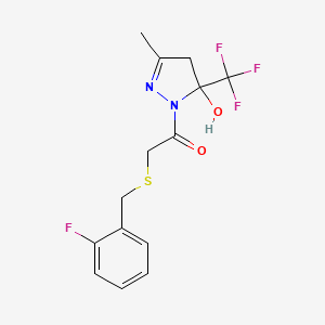 2-[(2-fluorobenzyl)sulfanyl]-1-[5-hydroxy-3-methyl-5-(trifluoromethyl)-4,5-dihydro-1H-pyrazol-1-yl]ethanone