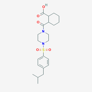 molecular formula C22H32N2O5S B4588329 2-({4-[(4-isobutylphenyl)sulfonyl]-1-piperazinyl}carbonyl)cyclohexanecarboxylic acid 