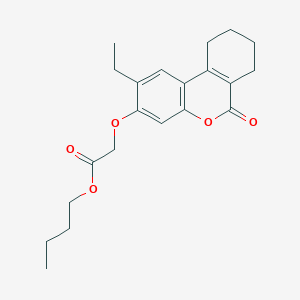 molecular formula C21H26O5 B4588333 Butyl ((2-ethyl-6-oxo-7,8,9,10-tetrahydro-6H-benzo(C)chromen-3-YL)oxy)acetate 