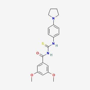 molecular formula C20H23N3O3S B4588352 3,5-dimethoxy-N-{[4-(pyrrolidin-1-yl)phenyl]carbamothioyl}benzamide 