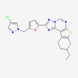 2-{5-[(4-chloro-1H-pyrazol-1-yl)methyl]-2-furyl}-9-ethyl-8,9,10,11-tetrahydro[1]benzothieno[3,2-e][1,2,4]triazolo[1,5-c]pyrimidine