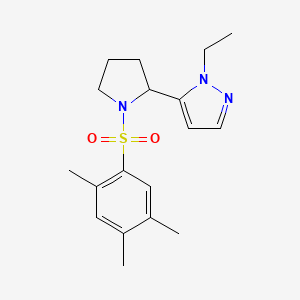 molecular formula C18H25N3O2S B4588395 1-ethyl-5-{1-[(2,4,5-trimethylphenyl)sulfonyl]-2-pyrrolidinyl}-1H-pyrazole 