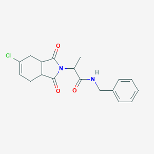 molecular formula C18H19ClN2O3 B458840 N-benzyl-2-(5-chloro-1,3-dioxo-1,3,3a,4,7,7a-hexahydro-2H-isoindol-2-yl)propanamide 