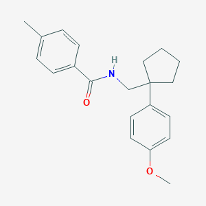 molecular formula C21H25NO2 B458847 N-((1-(4-methoxyphenyl)cyclopentyl)methyl)-4-methylbenzamide 