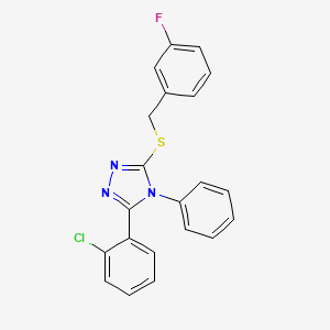 molecular formula C21H15ClFN3S B4588544 3-(2-chlorophenyl)-5-{[(3-fluorophenyl)methyl]sulfanyl}-4-phenyl-4H-1,2,4-triazole 