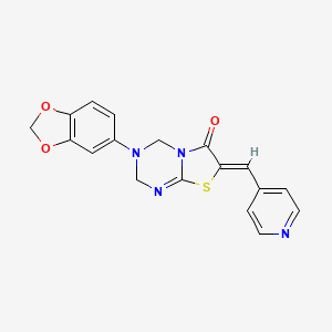 molecular formula C18H14N4O3S B4588547 (7Z)-3-(2H-1,3-BENZODIOXOL-5-YL)-7-[(PYRIDIN-4-YL)METHYLIDENE]-2H,3H,4H,6H,7H-[1,3]THIAZOLO[3,2-A][1,3,5]TRIAZIN-6-ONE 