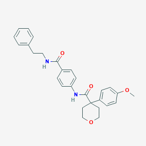 molecular formula C28H30N2O4 B458856 4-(4-methoxyphenyl)-N-(4-{[(2-phenylethyl)amino]carbonyl}phenyl)tetrahydro-2H-pyran-4-carboxamide 