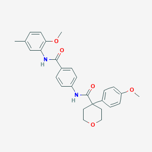 N-[4-[(2-methoxy-5-methylphenyl)carbamoyl]phenyl]-4-(4-methoxyphenyl)oxane-4-carboxamide