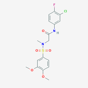 molecular formula C17H18ClFN2O5S B4588603 N-(3-chloro-4-fluorophenyl)-2-[(3,4-dimethoxyphenyl)sulfonyl-methylamino]acetamide 