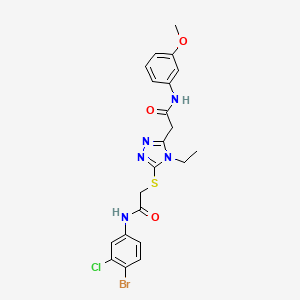 molecular formula C21H21BrClN5O3S B4588638 2-[5-({2-[(4-bromo-3-chlorophenyl)amino]-2-oxoethyl}sulfanyl)-4-ethyl-4H-1,2,4-triazol-3-yl]-N-(3-methoxyphenyl)acetamide 