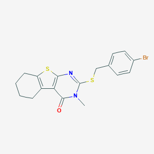 molecular formula C18H17BrN2OS2 B458867 2-[(4-bromobenzyl)sulfanyl]-3-methyl-5,6,7,8-tetrahydro[1]benzothieno[2,3-d]pyrimidin-4(3H)-one 