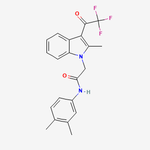 molecular formula C21H19F3N2O2 B4588671 N-(3,4-DIMETHYLPHENYL)-2-[2-METHYL-3-(2,2,2-TRIFLUOROACETYL)-1H-INDOL-1-YL]ACETAMIDE 