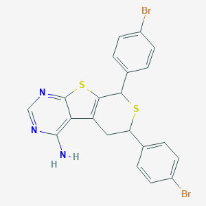 molecular formula C21H15Br2N3S2 B458869 10,12-Bis(4-bromophenyl)-8,11-dithia-4,6-diazatricyclo[7.4.0.02,7]trideca-1(9),2,4,6-tetraen-3-amine 