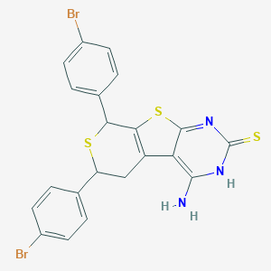 molecular formula C21H15Br2N3S3 B458870 3-Amino-10,12-bis(4-bromophenyl)-8,11-dithia-4,6-diazatricyclo[7.4.0.02,7]trideca-1(9),2,6-triene-5-thione 