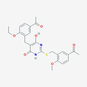 molecular formula C25H26N2O6S B458871 5-[(5-acetyl-2-ethoxyphenyl)methyl]-2-[(5-acetyl-2-methoxyphenyl)methylsulfanyl]-4-hydroxy-1H-pyrimidin-6-one CAS No. 664993-66-2