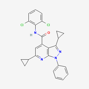 3,6-dicyclopropyl-N-(2,6-dichlorophenyl)-1-phenyl-1H-pyrazolo[3,4-b]pyridine-4-carboxamide