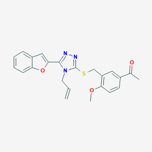 molecular formula C23H21N3O3S B458877 1-[3-[[5-(1-Benzofuran-2-yl)-4-prop-2-enyl-1,2,4-triazol-3-yl]sulfanylmethyl]-4-methoxyphenyl]ethanone CAS No. 664993-65-1