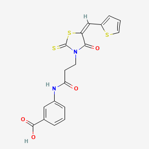 molecular formula C18H14N2O4S3 B4588772 3-({3-[4-oxo-5-(2-thienylmethylene)-2-thioxo-1,3-thiazolidin-3-yl]propanoyl}amino)benzoic acid 