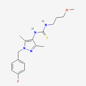 molecular formula C17H23FN4OS B4588781 N-[1-(4-fluorobenzyl)-3,5-dimethyl-1H-pyrazol-4-yl]-N'-(3-methoxypropyl)thiourea 