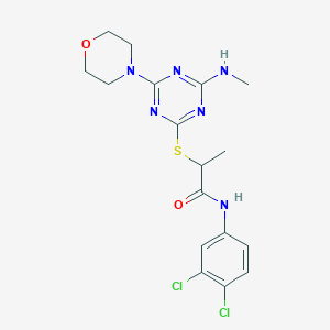 molecular formula C17H20Cl2N6O2S B458882 N-(3,4-dichlorophenyl)-2-[[4-(methylamino)-6-morpholin-4-yl-1,3,5-triazin-2-yl]sulfanyl]propanamide 