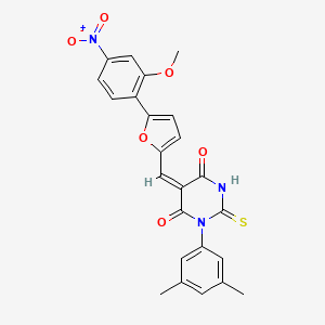 (5E)-1-(3,5-dimethylphenyl)-5-{[5-(2-methoxy-4-nitrophenyl)furan-2-yl]methylidene}-2-thioxodihydropyrimidine-4,6(1H,5H)-dione